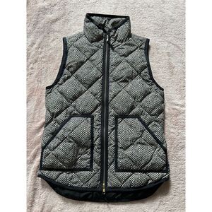 J.Crew Women's Vest Down 2XS Gray Excursion Quilted Puffer Zip‎ Herringbone Warm